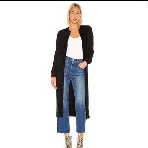House of Harlow Black Fuzzy Knit Duster